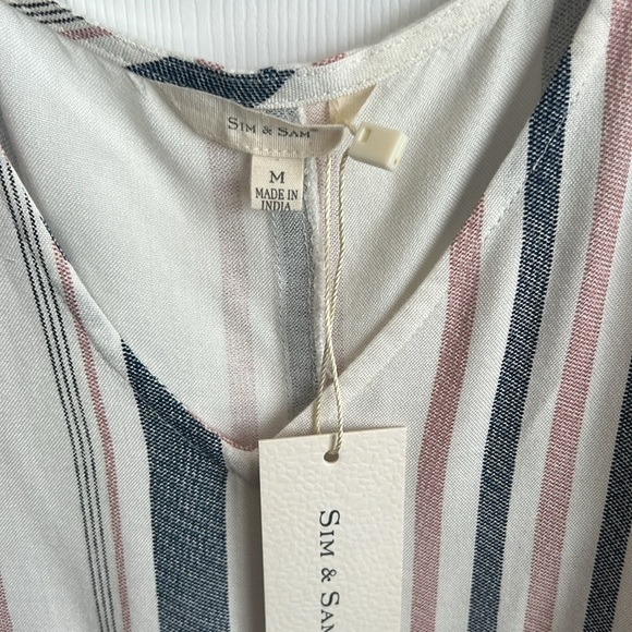 New Sim and‎ Sam Peplum Tank Top Striped Sleeveless Casual Cute Top Size M - Picture 4 of 8